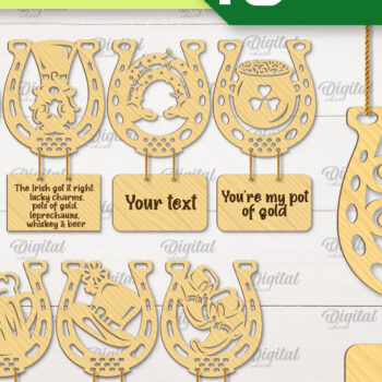 Intra απο ξύλο plywood 3mm-4mm πάχος – Πακέτο Horseshoe Day St. Patrick Δίασταση  20x20 cm INTRAFABR-89268917 - Image 2