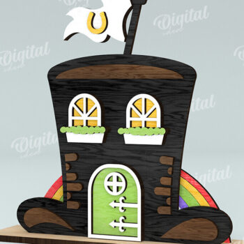 Intra απο ξύλο plywood 3mm-4mm πάχος – Κοπή λέιζερ του St. Patrick's Day House Δίασταση  20x20 cm INTRAFABR-116333515 - Image 1