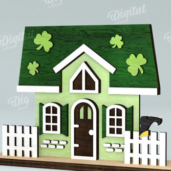 Intra απο ξύλο plywood 3mm-4mm πάχος – Κοπή λέιζερ του St. Patrick's Day House Δίασταση  20x20 cm INTRAFABR-116333167 - Image 1