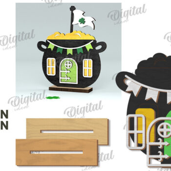 Intra απο ξύλο plywood 3mm-4mm πάχος – Κοπή λέιζερ του St. Patrick's Day House Δίασταση  20x20 cm INTRAFABR-116333191 - Image 2