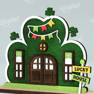 Intra απο ξύλο plywood 3mm-4mm πάχος – Κοπή λέιζερ του St. Patrick's Day House Δίασταση  20x20 cm INTRAFABR-116333298
