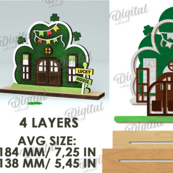 Intra απο ξύλο plywood 3mm-4mm πάχος – Κοπή λέιζερ του St. Patrick's Day House Δίασταση  20x20 cm INTRAFABR-116333298 - Image 2