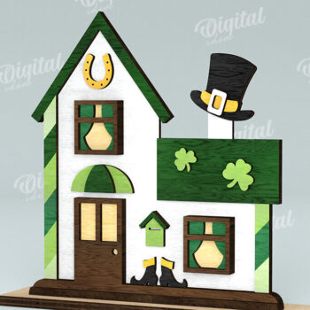 Intra απο ξύλο plywood 3mm-4mm πάχος – Κοπή λέιζερ του St. Patrick's Day House Δίασταση  20x20 cm INTRAFABR-116333316 - Image 1