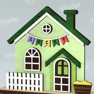 Intra απο ξύλο plywood 3mm-4mm πάχος – Κοπή λέιζερ του St. Patrick's Day House Δίασταση  20x20 cm INTRAFABR-116333358