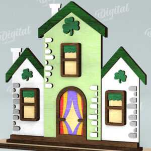 Intra απο ξύλο plywood 3mm-4mm πάχος – Κοπή λέιζερ του St. Patrick's Day House Δίασταση  20x20 cm INTRAFABR-116333417