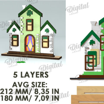 Intra απο ξύλο plywood 3mm-4mm πάχος – Κοπή λέιζερ του St. Patrick's Day House Δίασταση  20x20 cm INTRAFABR-116333417 - Image 2
