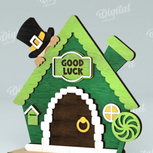 Intra απο ξύλο plywood 3mm-4mm πάχος – Κοπή λέιζερ του St. Patrick's Day House Δίασταση  20x20 cm INTRAFABR-116333459