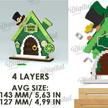Intra απο ξύλο plywood 3mm-4mm πάχος – Κοπή λέιζερ του St. Patrick's Day House Δίασταση  20x20 cm INTRAFABR-116333459 - Image 2