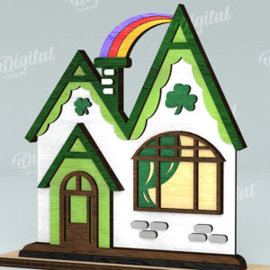 Intra απο ξύλο plywood 3mm-4mm πάχος – Κοπή λέιζερ του St. Patrick's Day House Δίασταση  20x20 cm INTRAFABR-116333107