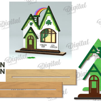 Intra απο ξύλο plywood 3mm-4mm πάχος – Κοπή λέιζερ του St. Patrick's Day House Δίασταση  20x20 cm INTRAFABR-116333107 - Image 2