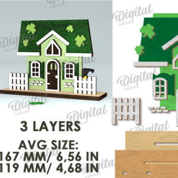 Intra απο ξύλο plywood 3mm-4mm πάχος – Πακέτο LaserCut Houses St. Patrick's Day Δίασταση  20x20 cm INTRAFABR-116360490 - Image 6