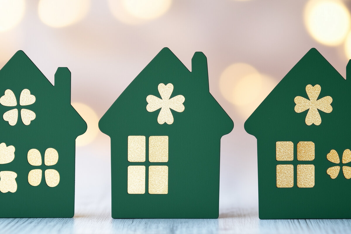 Intra απο ξύλο plywood 3mm-4mm πάχος – Σπίτια St. Patrick's Day PaperCut Cu Δίασταση  20x20 cm INTRAFABR-117849075