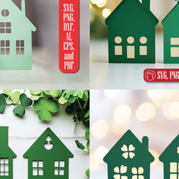Intra απο ξύλο plywood 3mm-4mm πάχος – Πακέτο St. Patrick's Day Houses Δίασταση  20x20 cm INTRAFABR-117849436 - Image 1
