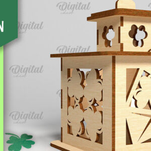 Intra απο ξύλο plywood 3mm-4mm πάχος – Φανάρι του Αγίου Πατρικίου. 3D Laser Δίασταση  20x20 cm INTRAFABR-88074404