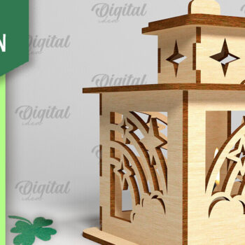 Intra απο ξύλο plywood 3mm-4mm πάχος – Φανάρι του Αγίου Πατρικίου. 3D Laser Δίασταση  20x20 cm INTRAFABR-88073866 - Image 1