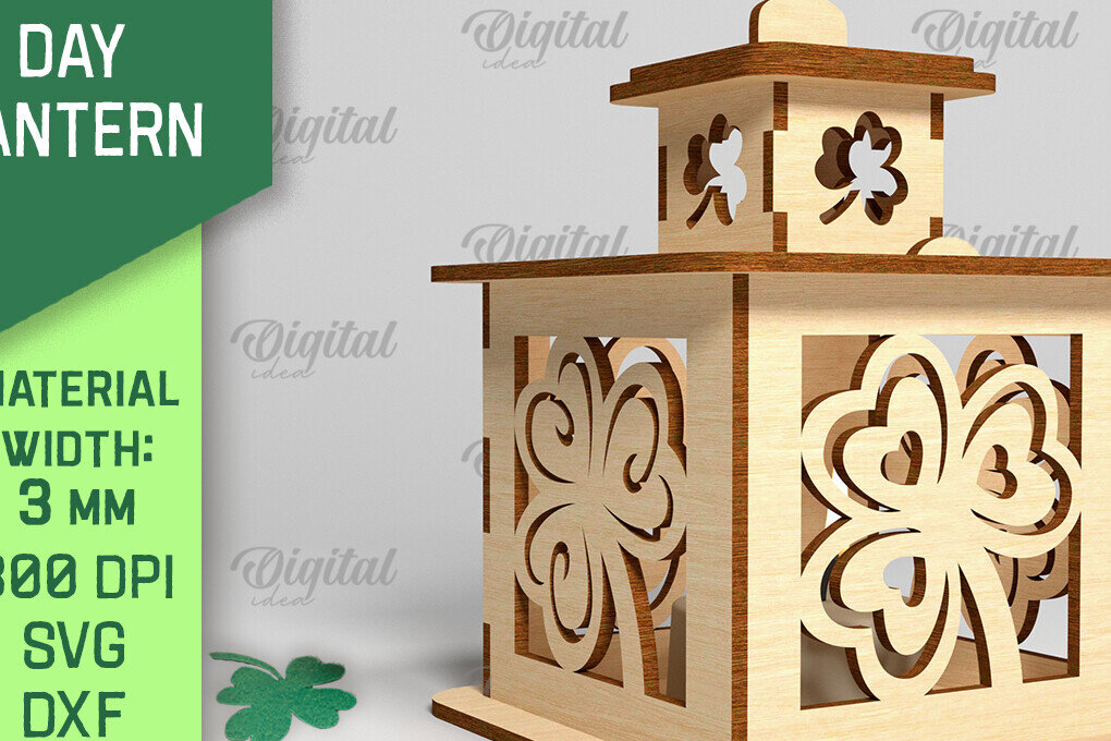 Intra απο ξύλο plywood 3mm-4mm πάχος – Φανάρι του Αγίου Πατρικίου. 3D Laser Δίασταση  20x20 cm INTRAFABR-88074237