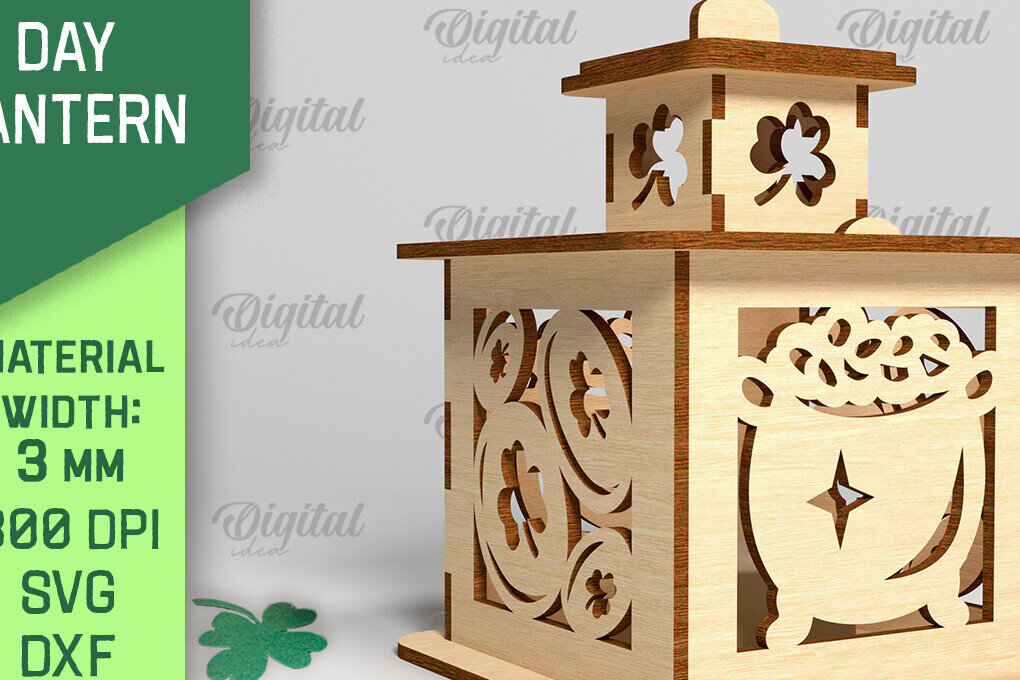 Intra απο ξύλο plywood 3mm-4mm πάχος – Φανάρι του Αγίου Πατρικίου. 3D Laser Δίασταση  20x20 cm INTRAFABR-88074315