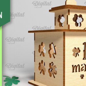 Intra απο ξύλο plywood 3mm-4mm πάχος – Φανάρι του Αγίου Πατρικίου. 3D Laser Δίασταση  20x20 cm INTRAFABR-88074355