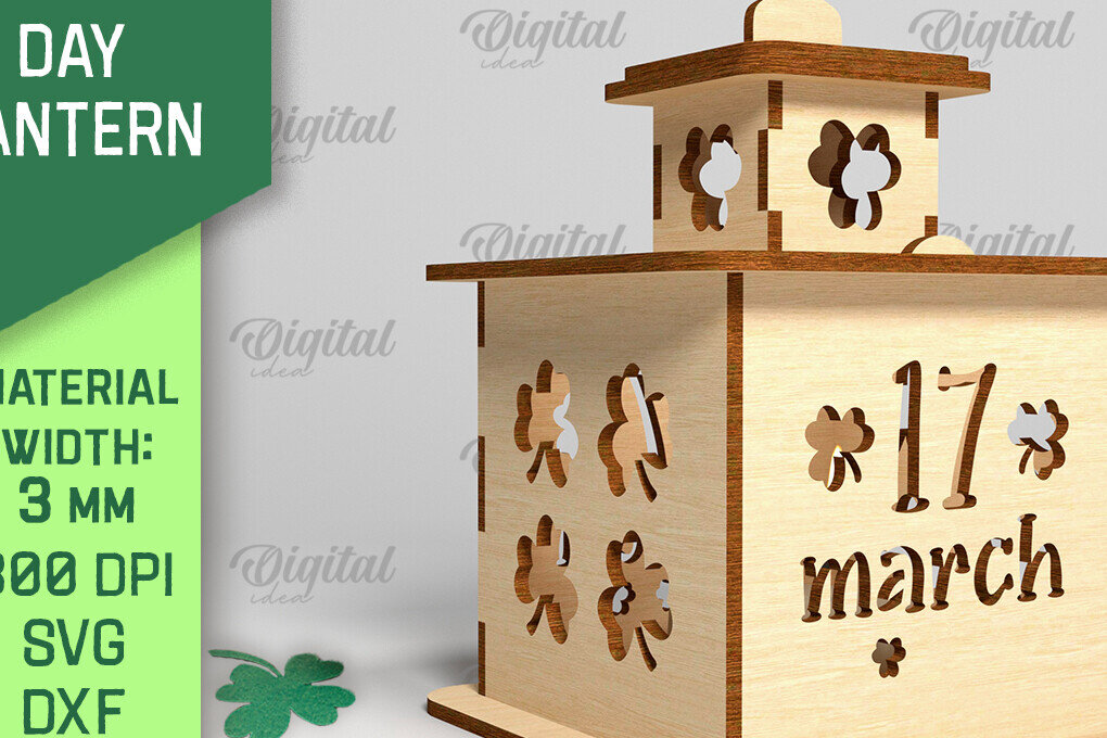 Intra απο ξύλο plywood 3mm-4mm πάχος – Φανάρι του Αγίου Πατρικίου. 3D Laser Δίασταση  20x20 cm INTRAFABR-88074355