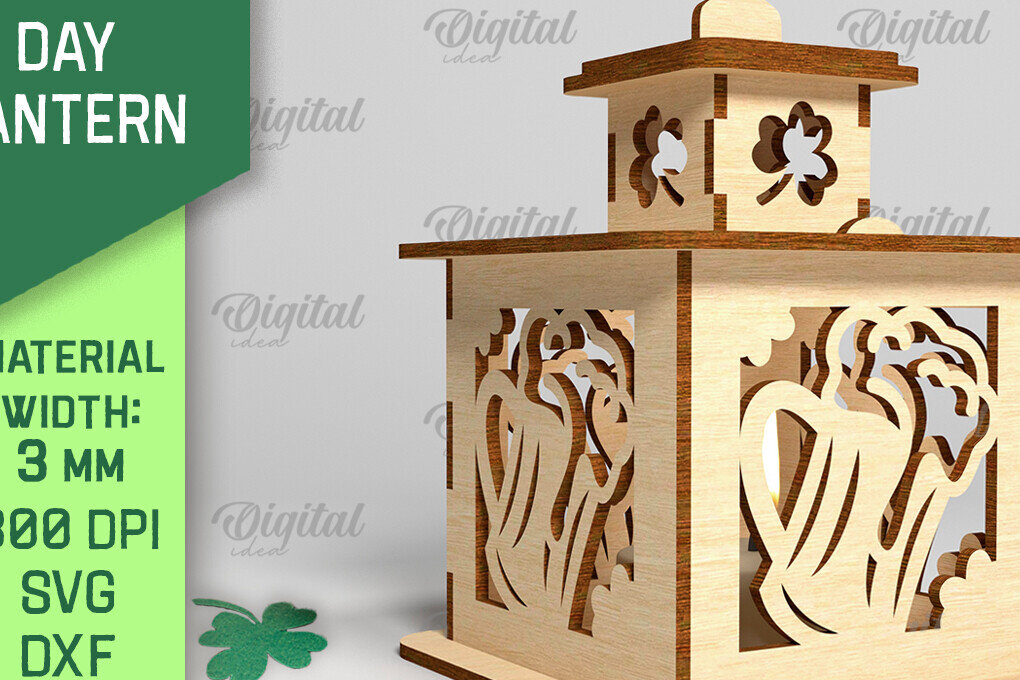 Intra απο ξύλο plywood 3mm-4mm πάχος – Φανάρι του Αγίου Πατρικίου. 3D Laser Δίασταση  20x20 cm INTRAFABR-88073488