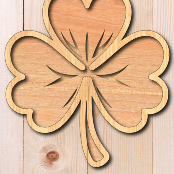 Intra απο ξύλο plywood 3mm-4mm πάχος – Τριφύλλι κοπής με λέιζερ του Αγίου Πατρικίου Δίασταση  20x20 cm INTRAFABR-118146009 - Image 1