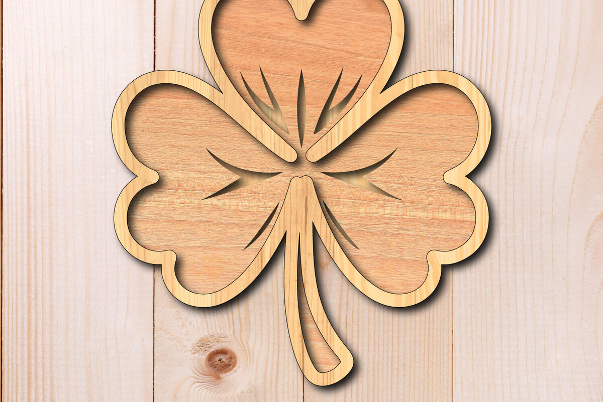 Intra απο ξύλο plywood 3mm-4mm πάχος – Τριφύλλι κοπής με λέιζερ του Αγίου Πατρικίου Δίασταση  20x20 cm INTRAFABR-118146009