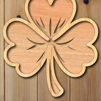 Intra απο ξύλο plywood 3mm-4mm πάχος – Τριφύλλι κοπής με λέιζερ του Αγίου Πατρικίου Δίασταση  20x20 cm INTRAFABR-118146009 - Image 2