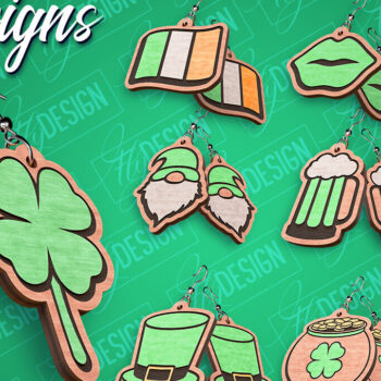 Intra απο ξύλο plywood 3mm-4mm πάχος – Σκουλαρίκια λέιζερ St. Patricks Day | CNC Δίασταση  5x5 cm INTRAFABR-82462056 - Image 1