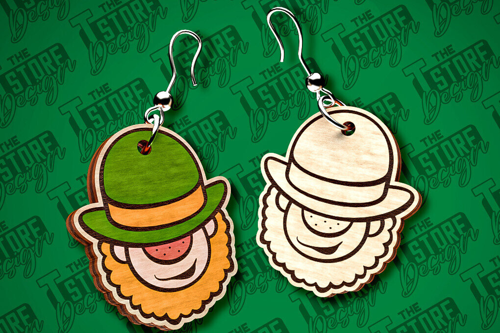 Intra απο ξύλο plywood 3mm-4mm πάχος – Σκουλαρίκια λέιζερ St. Patricks Day | CNC Δίασταση  5x5 cm INTRAFABR-83549847