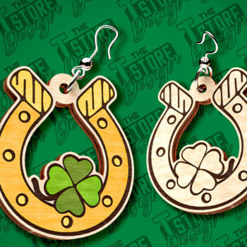 Intra απο ξύλο plywood 3mm-4mm πάχος – Σκουλαρίκια λέιζερ St. Patricks Day | CNC Δίασταση  5x5 cm INTRAFABR-83549875 - Image 1