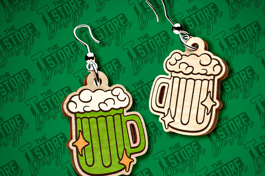 Intra απο ξύλο plywood 3mm-4mm πάχος – Σκουλαρίκια λέιζερ St. Patricks Day | CNC Δίασταση  5x5 cm INTRAFABR-83549949