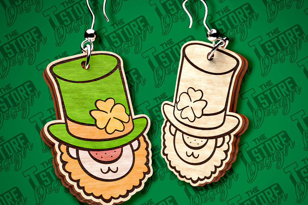 Intra απο ξύλο plywood 3mm-4mm πάχος – Σκουλαρίκια λέιζερ St. Patricks Day | CNC Δίασταση  5x5 cm INTRAFABR-83550003