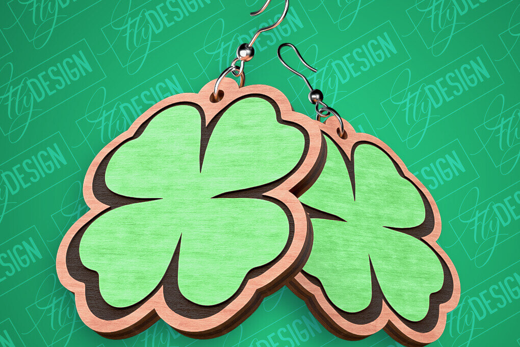 Intra απο ξύλο plywood 3mm-4mm πάχος – Σκουλαρίκια λέιζερ St. Patricks Day | CNC Δίασταση  5x5 cm INTRAFABR-82460711