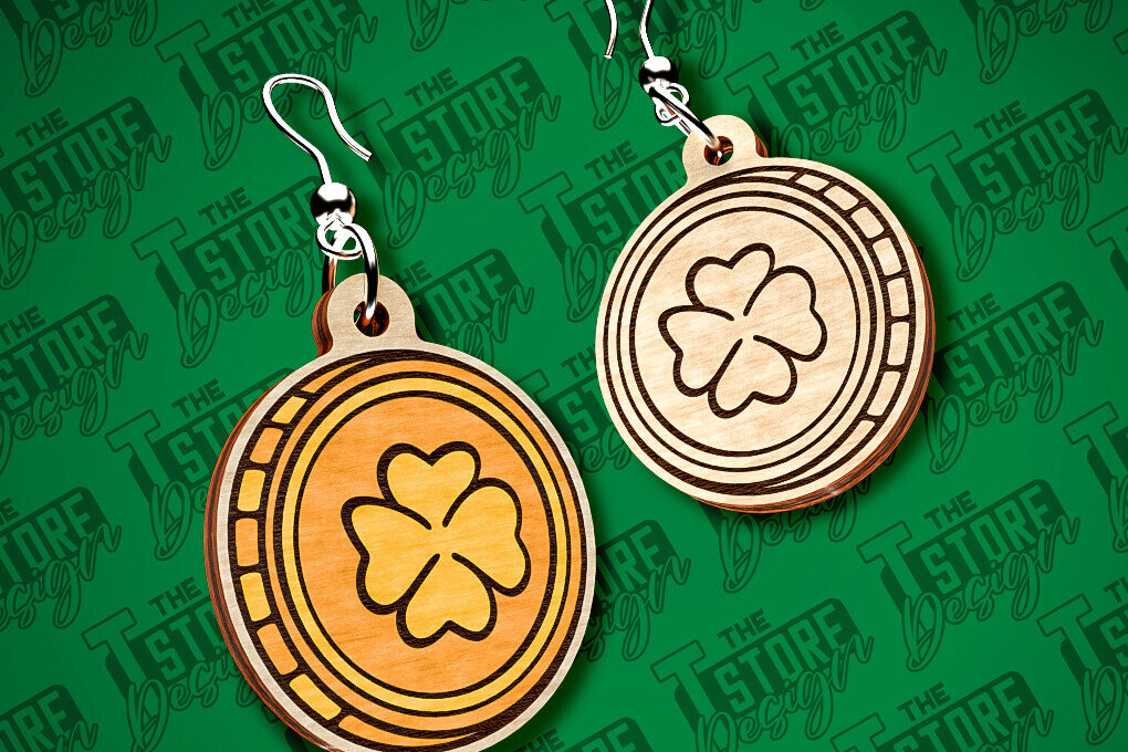 Intra απο ξύλο plywood 3mm-4mm πάχος – Σκουλαρίκια λέιζερ St. Patricks Day | CNC Δίασταση  5x5 cm INTRAFABR-83550039