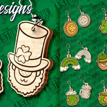 Intra απο ξύλο plywood 3mm-4mm πάχος – Σκουλαρίκια λέιζερ St. Patricks Day | CNC Δίασταση 5x5 cm INTRAFABR-83550159 - Image 1