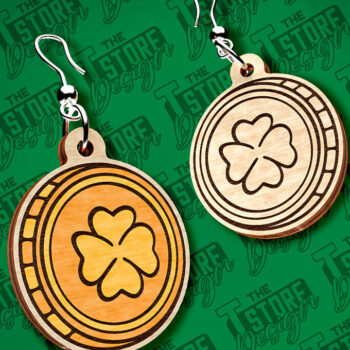 Intra απο ξύλο plywood 3mm-4mm πάχος – Σκουλαρίκια λέιζερ St. Patricks Day | CNC Δίασταση 5x5 cm INTRAFABR-83550159 - Image 2