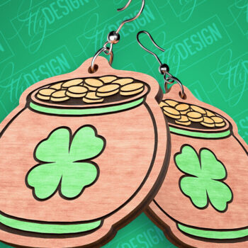 Intra απο ξύλο plywood 3mm-4mm πάχος – Σκουλαρίκια λέιζερ St. Patricks Day | CNC Δίασταση  5x5 cm INTRAFABR-82460770 - Image 1