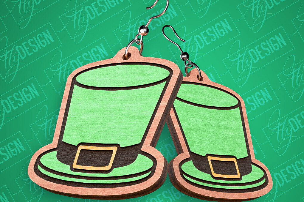 Intra απο ξύλο plywood 3mm-4mm πάχος – Σκουλαρίκια λέιζερ St. Patricks Day | CNC Δίασταση  5x5 cm INTRAFABR-82461022