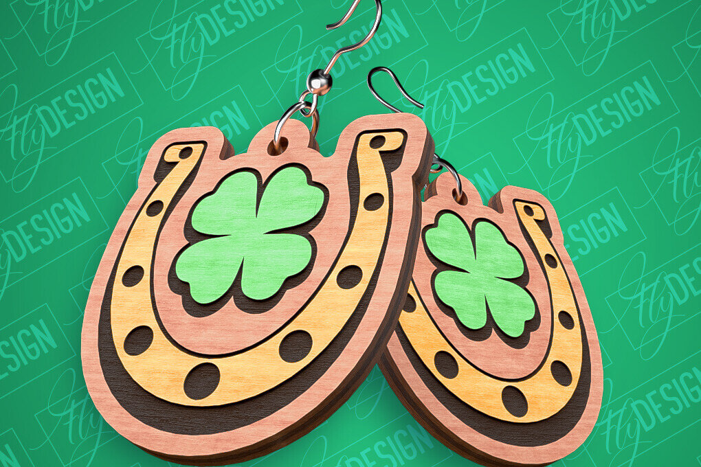 Intra απο ξύλο plywood 3mm-4mm πάχος – Σκουλαρίκια λέιζερ St. Patricks Day | CNC Δίασταση  5x5 cm INTRAFABR-82461053