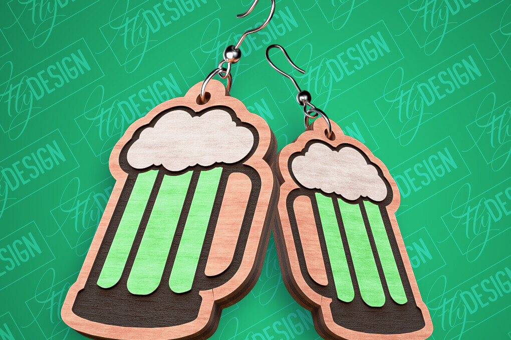 Intra απο ξύλο plywood 3mm-4mm πάχος – Σκουλαρίκια λέιζερ St. Patricks Day | CNC Δίασταση  5x5 cm INTRAFABR-82461075