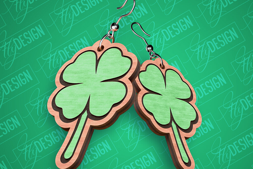 Intra απο ξύλο plywood 3mm-4mm πάχος – Σκουλαρίκια λέιζερ St. Patricks Day | CNC Δίασταση  5x5 cm INTRAFABR-82460674