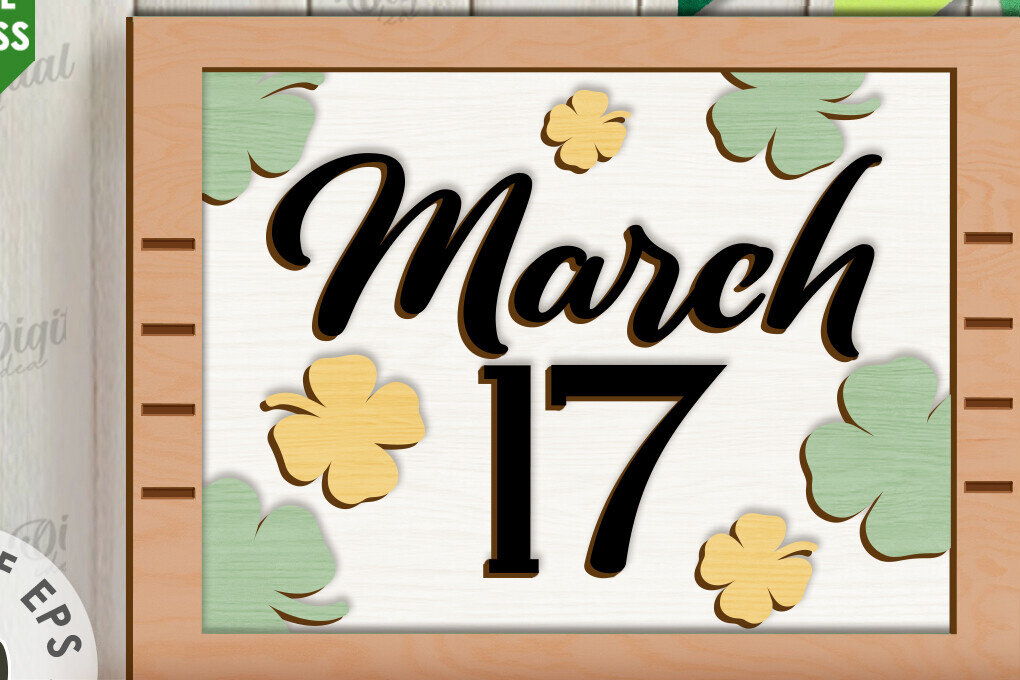 Intra απο ξύλο plywood 3mm-4mm πάχος – Κοπή λέιζερ Mini Sign Day St. Patrick Δίασταση  40x30 cm INTRAFABR-113766763