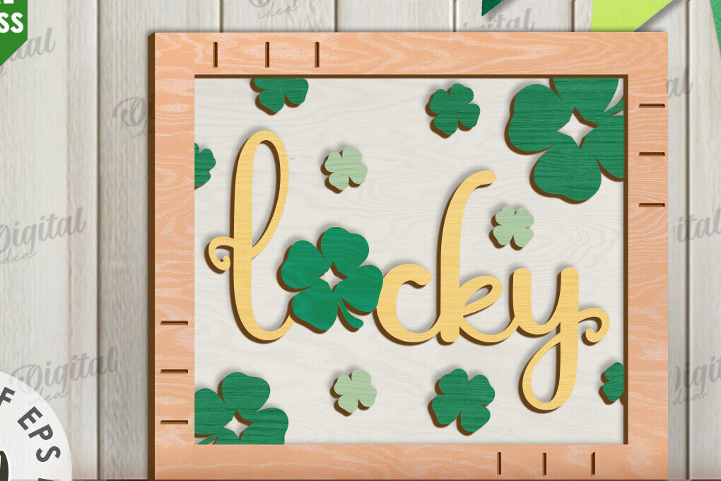 Intra απο ξύλο plywood 3mm-4mm πάχος – Κοπή λέιζερ Mini Sign Day St. Patrick Δίασταση  40x30 cm INTRAFABR-113766521