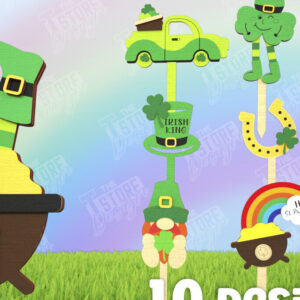 Intra απο ξύλο plywood 3mm-4mm πάχος – Πακέτο φυτικών πασσάλων για την ημέρα του Αγίου Πατρικίου Δίασταση  20x20 cm INTRAFABR-115492981