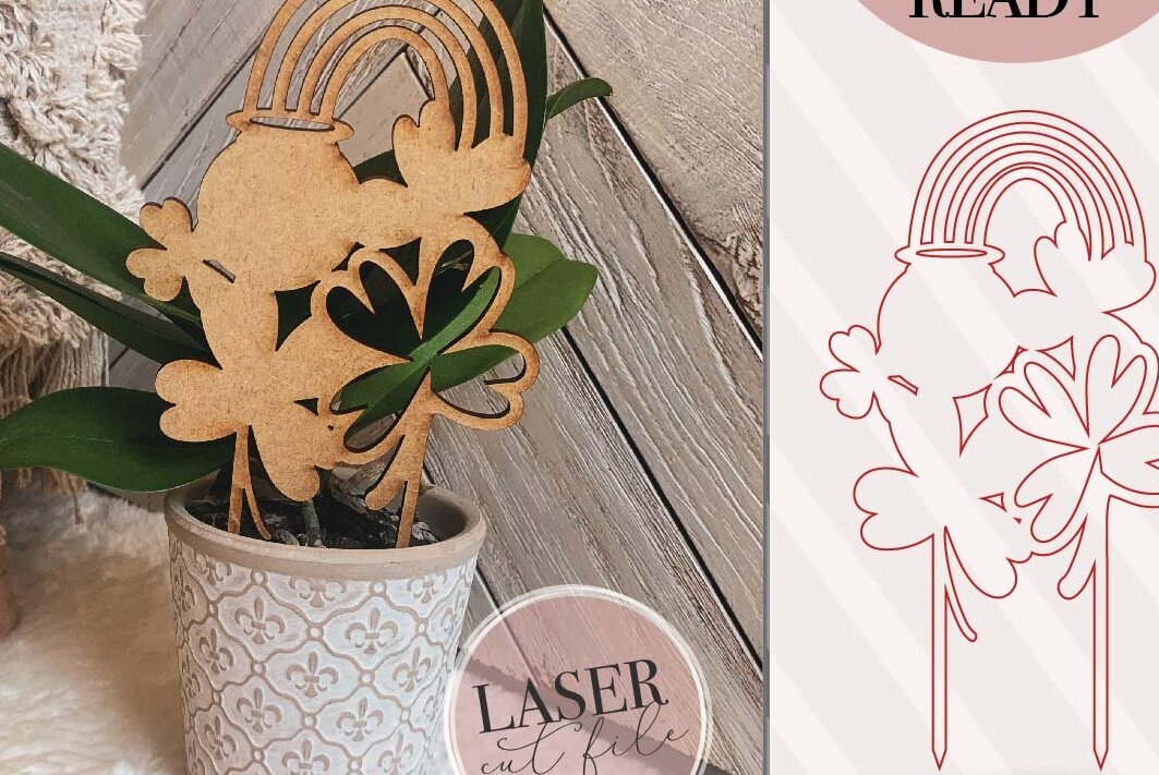 Intra απο ξύλο plywood 3mm-4mm πάχος – Φυτό St. Patrick's Day Plant Trellis Houseplant Stakes Αρχείο Δίασταση  20x20 cm INTRAFABR-72795544