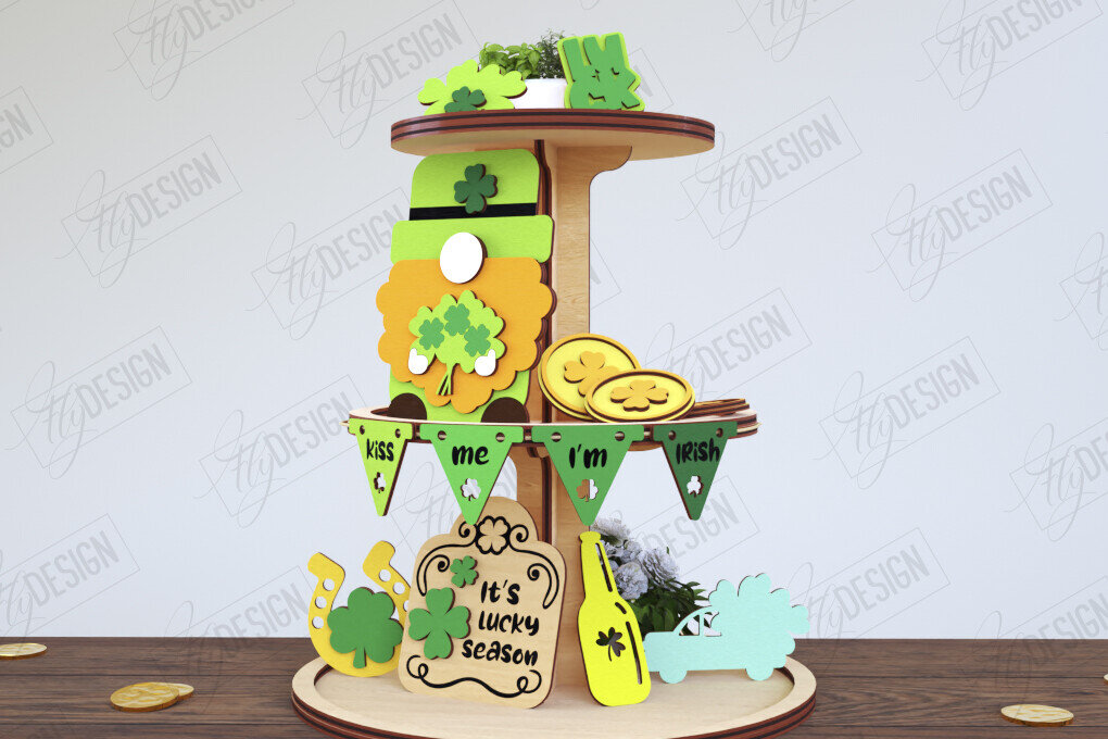 Intra απο ξύλο plywood 3mm-4mm πάχος – Στρογγυλός δίσκος με κλιμάκια του Αγίου Πατρικίου |CNC Δίασταση  20x20 cm INTRAFABR-117196240