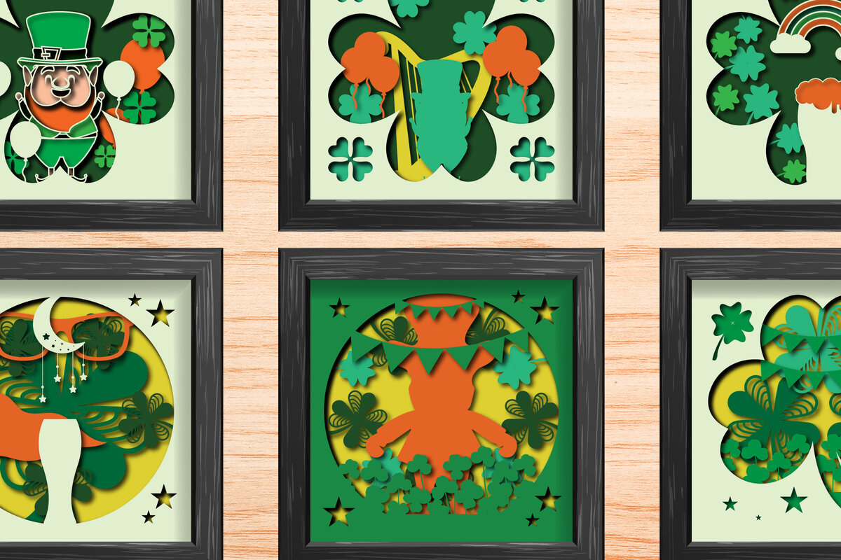 Intra απο ξύλο plywood 3mm-4mm πάχος – Πακέτο Shadow Box St. Patrick’s Day Δίασταση  20x20 cm INTRAFABR-25278235