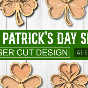 Intra απο ξύλο plywood 3mm-4mm πάχος – Shamrock Laser-Cut του Αγίου Πατρικίου Δίασταση  20x20 cm INTRAFABR-118218542