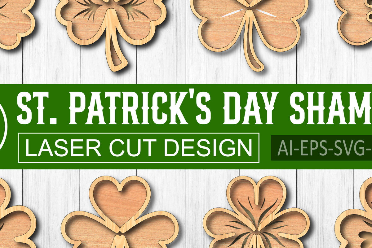 Intra απο ξύλο plywood 3mm-4mm πάχος – Shamrock Laser-Cut του Αγίου Πατρικίου Δίασταση  20x20 cm INTRAFABR-118218542