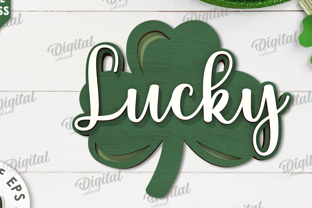 Intra απο ξύλο plywood 3mm-4mm πάχος – Κοπή λέιζερ με τριφύλλι του Αγίου Πατρικίου Δίασταση  20x20 cm INTRAFABR-114510946